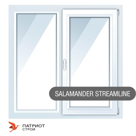 Пластиковые окна Salamander Streamline (Беларусь), двухстворчатые 1400*1400