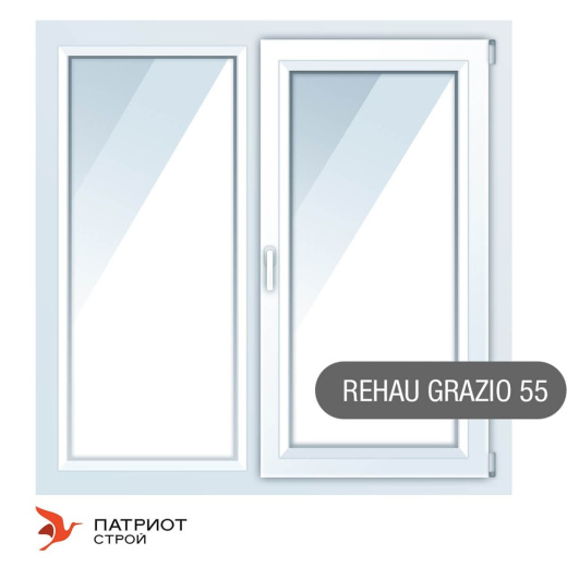 Двухстворчатые окна Rehau Grazio (55 створка) 1400*1400